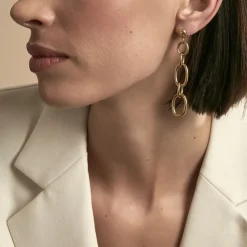 Boucles D'oreilles Pendantes Lina Acier Doré