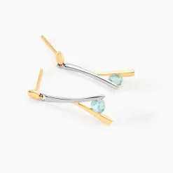 Boucles D'oreilles Pendantes Madli Or Bicolore Topaze