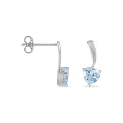 Boucles D'oreilles Pendantes Bertine Or Blanc Topaze
