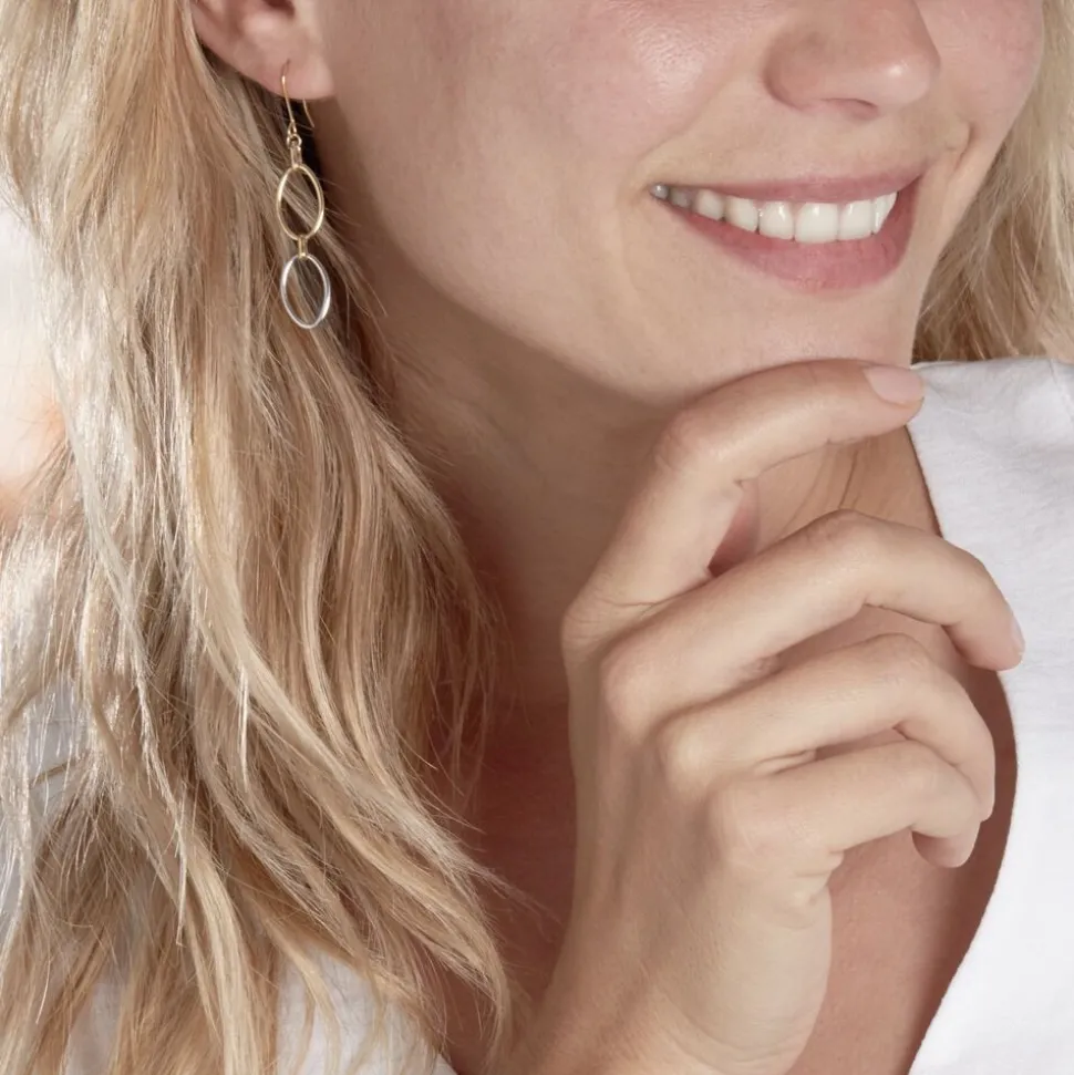 Boucles D'oreilles Pendantes Lucia Or Bicolore