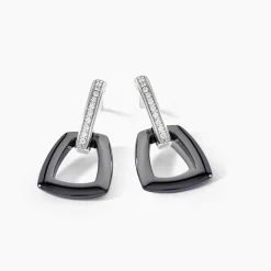 Boucles D'oreilles Pendantes Ezra Argent Blanc Céramique Et Oxyde