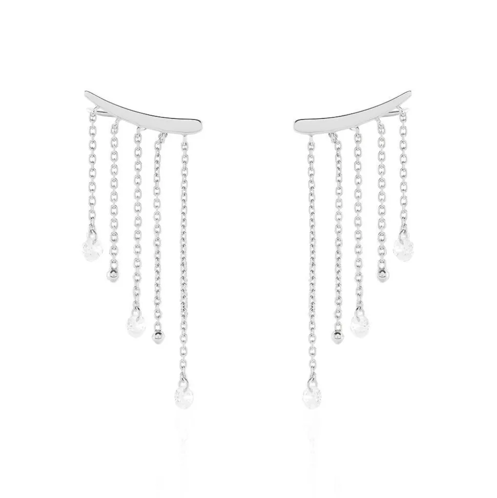 Boucles D'oreilles Pendantes Cainan Argent Blanc Oxyde De Zirconium