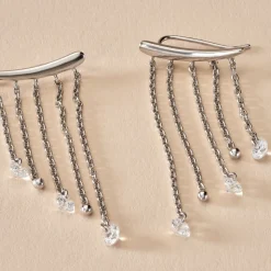 Boucles D'oreilles Pendantes Cainan Argent Blanc Oxyde De Zirconium