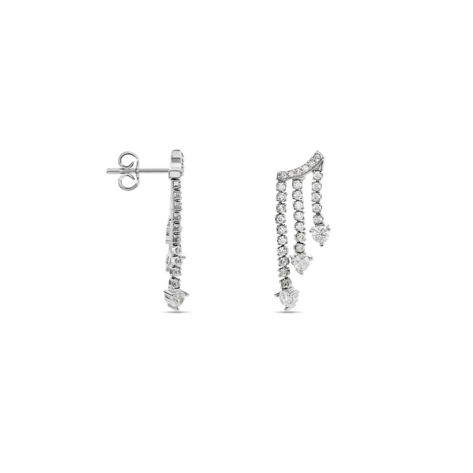 Boucles D'oreilles Pendantes Isalis Argent Blanc Oxyde De Zirconium