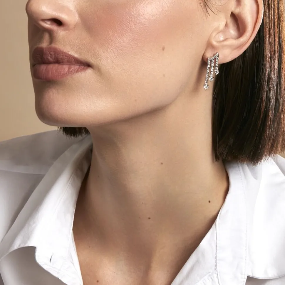 Boucles D'oreilles Pendantes Isalis Argent Blanc Oxyde De Zirconium