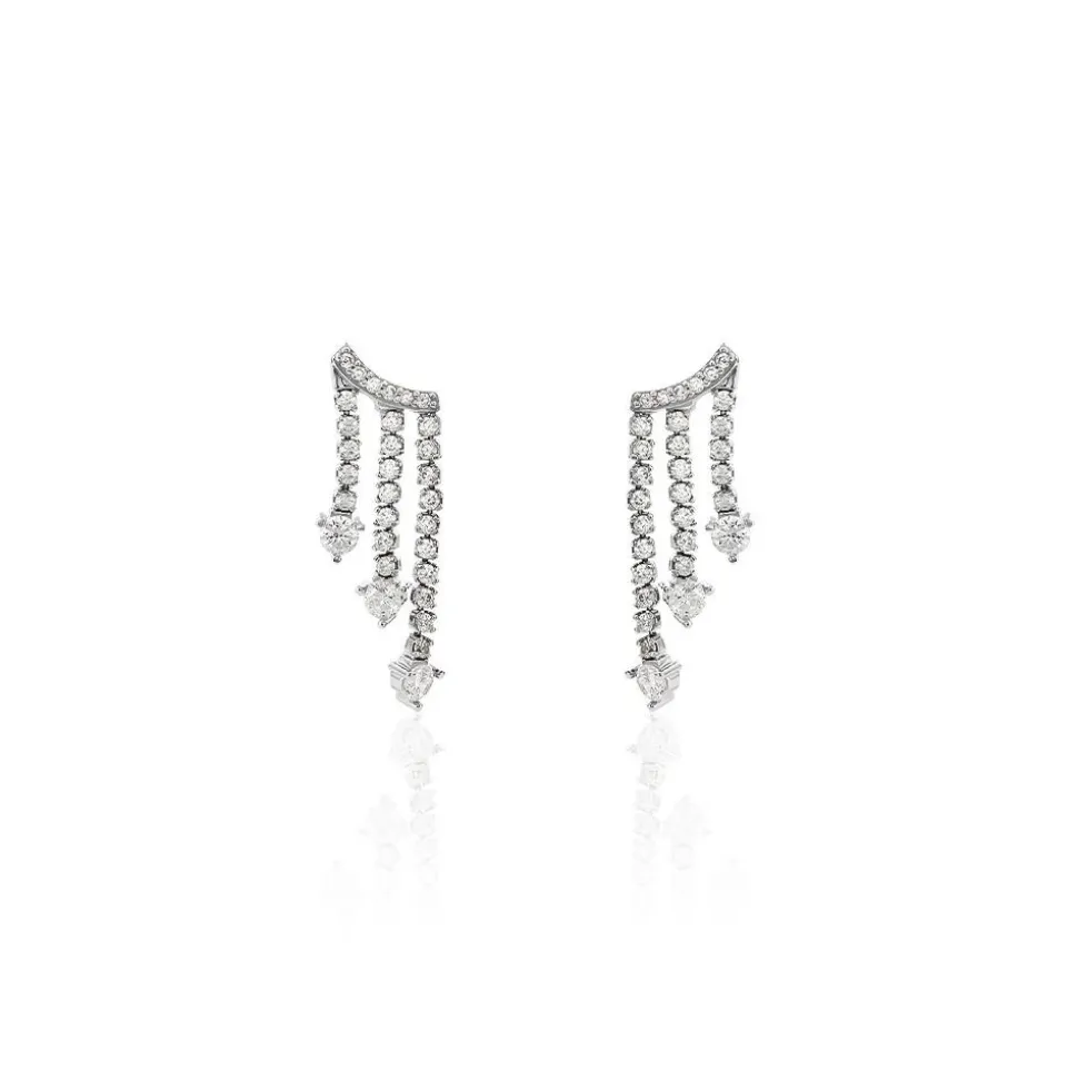 Boucles D'oreilles Pendantes Isalis Argent Blanc Oxyde De Zirconium