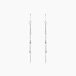 Boucles D'oreilles Pendantes Laïa Argent Blanc