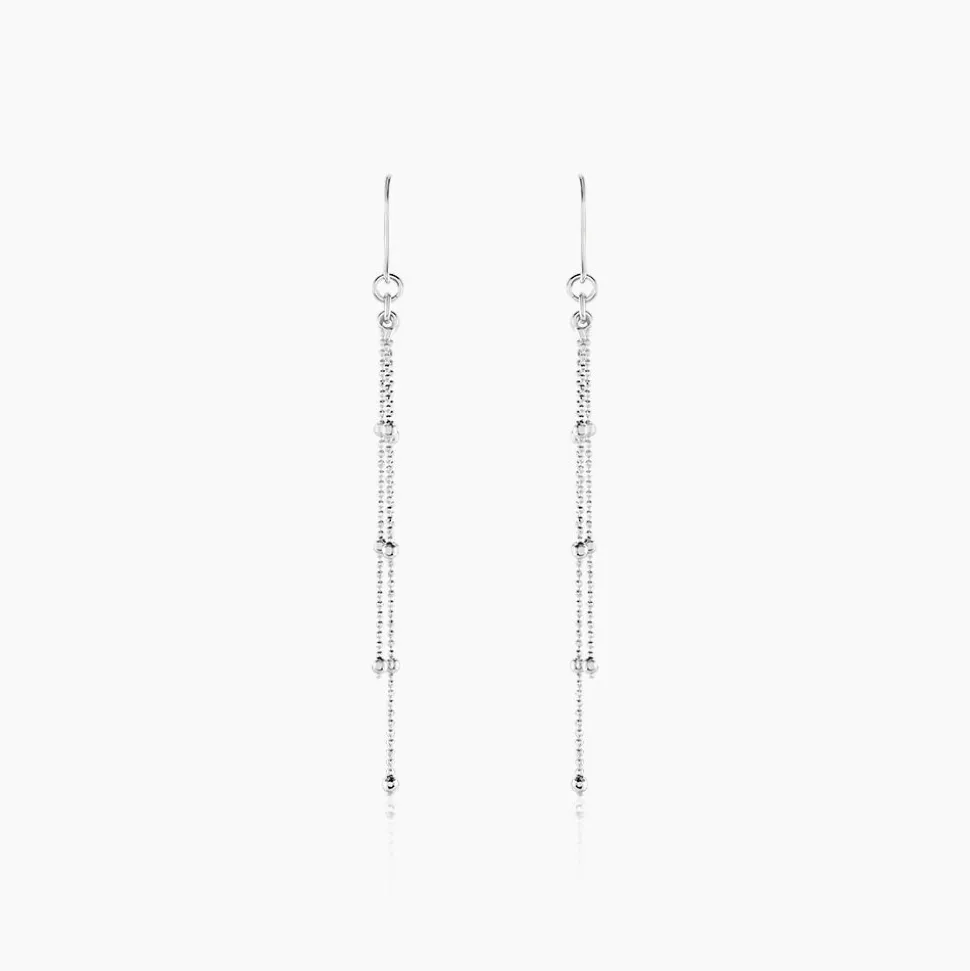 Boucles D'oreilles Pendantes Laïa Argent Blanc