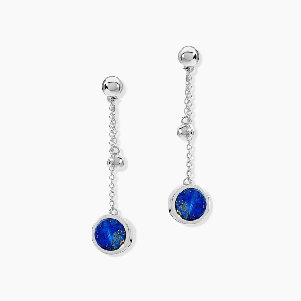 Boucles D'oreilles Pendantes Franzine Argent Blanc Lapis Lazulis