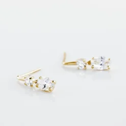 Boucles D'oreilles Pendantes Gulbeyaz Or Jaune Oxyde De Zirconium|Marc Orian Sale