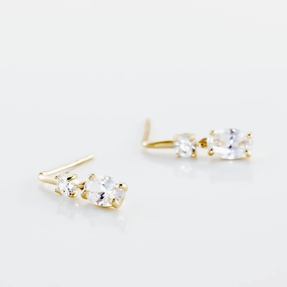 Boucles D'oreilles Pendantes Gulbeyaz Or Jaune Oxyde De Zirconium|Marc Orian Sale