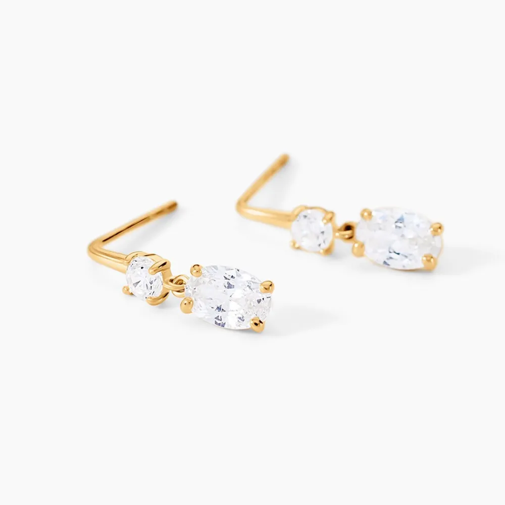 Boucles D'oreilles Pendantes Gulbeyaz Or Jaune Oxyde De Zirconium|Marc Orian Sale