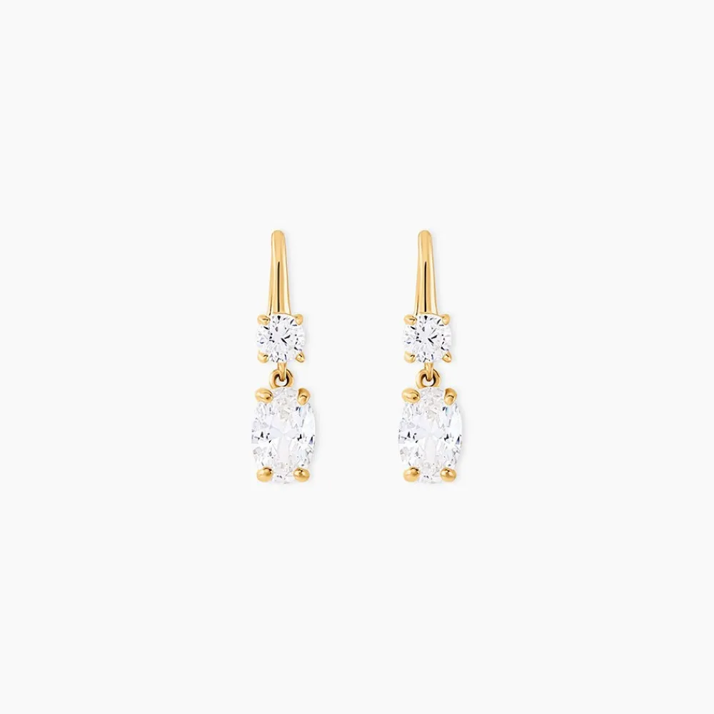Boucles D'oreilles Pendantes Gulbeyaz Or Jaune Oxyde De Zirconium|Marc Orian Sale