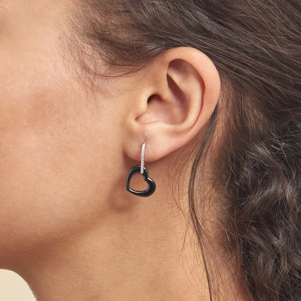 Boucles D'oreilles Pendantes Elodie Argent Blanc Oxyde Et Céramique|Marc Orian
