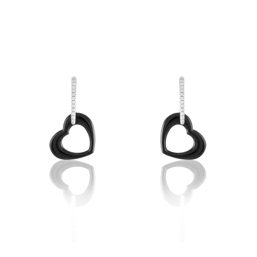 Boucles D'oreilles Pendantes Elodie Argent Blanc Oxyde Et Céramique|Marc Orian