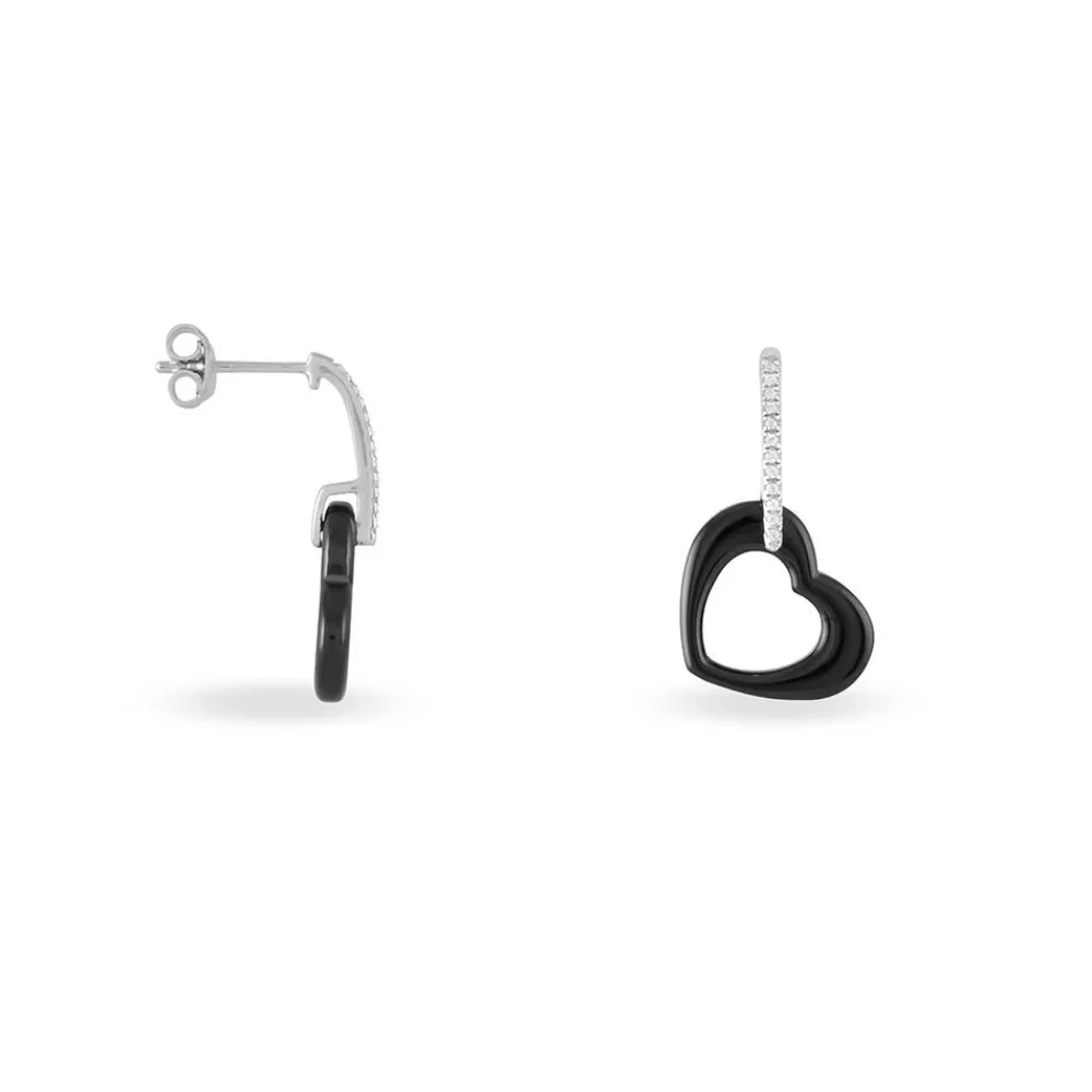 Boucles D'oreilles Pendantes Elodie Argent Blanc Oxyde Et Céramique|Marc Orian