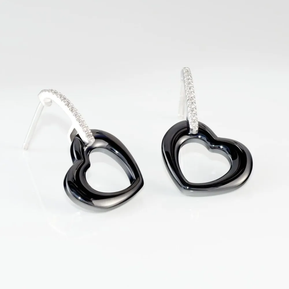 Boucles D'oreilles Pendantes Elodie Argent Blanc Oxyde Et Céramique|Marc Orian