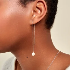 Boucles D'oreilles Pendantes Garance Argent Blanc Perle De Culture|Marc Orian Online
