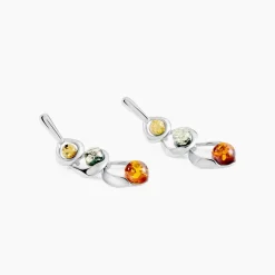 Boucles D'oreilles Pendantes Agneta Argent Blanc Ambre|Marc Orian Outlet