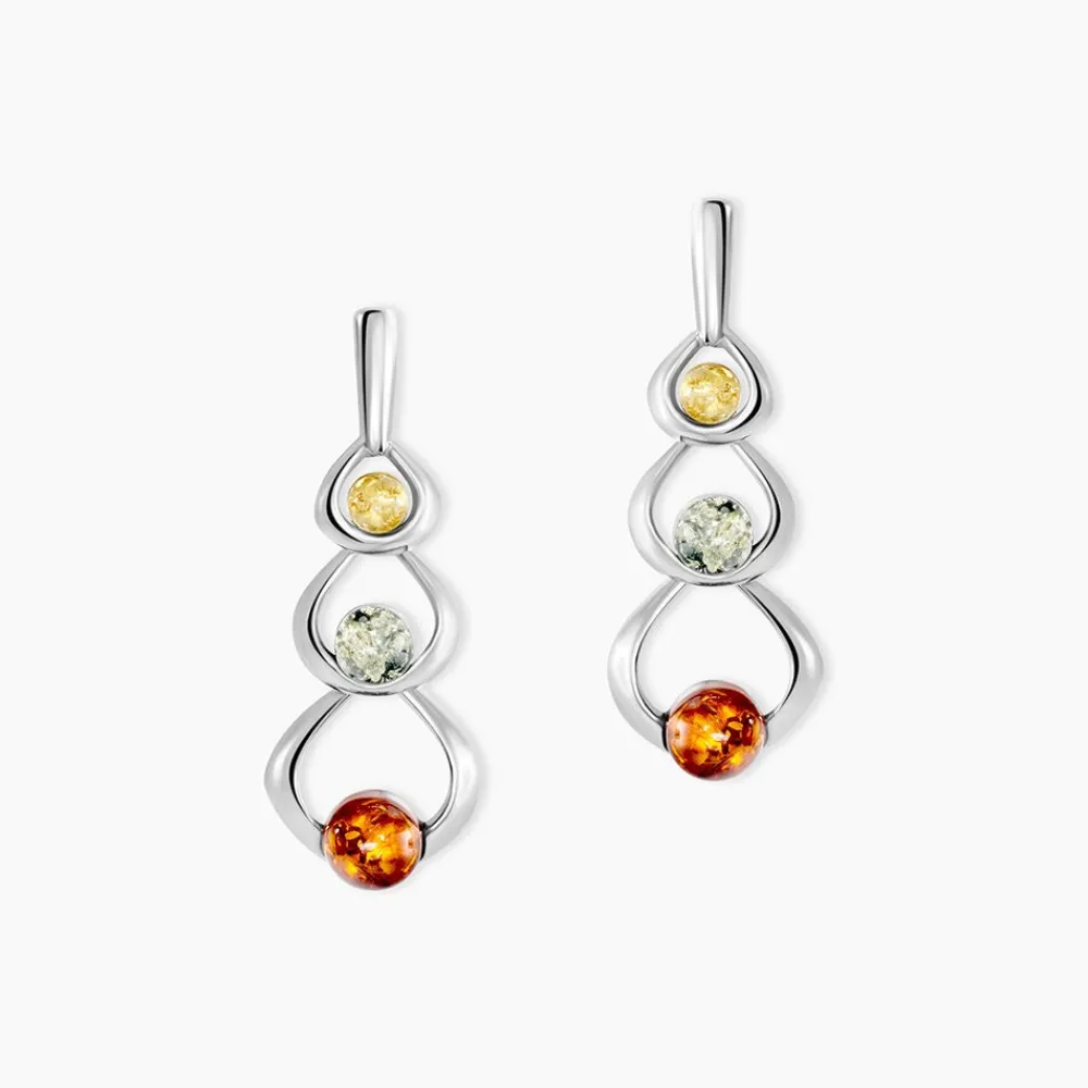 Boucles D'oreilles Pendantes Agneta Argent Blanc Ambre|Marc Orian Outlet