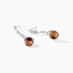 Boucles D'oreilles Pendantes Argent Blanc Ferima Ambre|Marc Orian Online