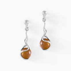 Boucles D'oreilles Pendantes Argent Blanc Ferima Ambre|Marc Orian Online