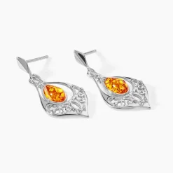 Boucles D'oreilles Pendantes Doralyn Argent Blanc Ambre|Marc Orian Discount