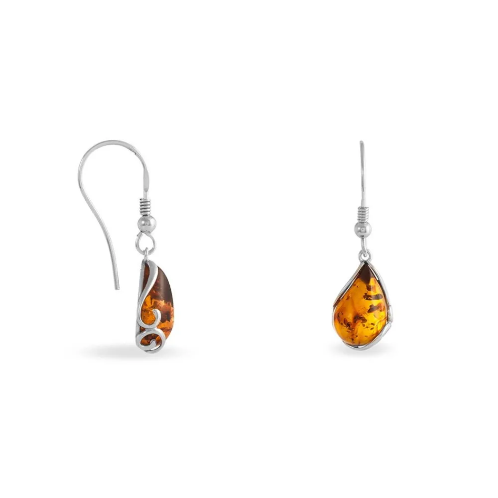 Boucles D'oreilles Pendantes Argent Blanc Lucina Ambre|Marc Orian