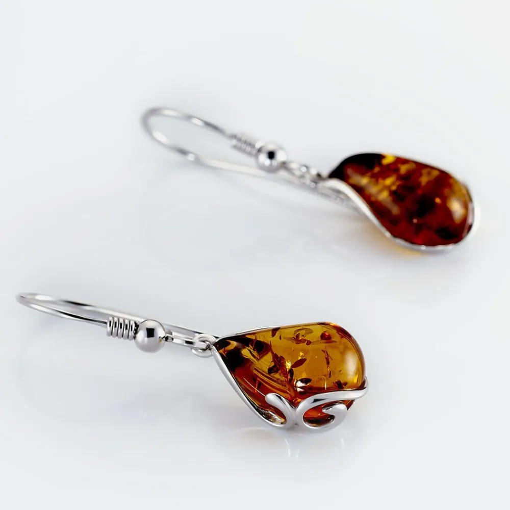 Boucles D'oreilles Pendantes Argent Blanc Lucina Ambre|Marc Orian