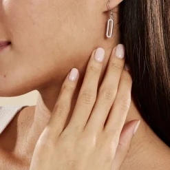 Boucles D'oreilles Pendantes Isabel Argent Blanc Oxyde De Zirconium|Marc Orian Clearance