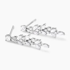 Boucles D'oreilles Pendantes Argent Blanc Precieux Flocon Oxyde|Marc Orian