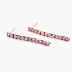 Boucles D'Oreilles Pendantes Lexane Argent Rose Oxyde De Zirconium|Marc Orian New