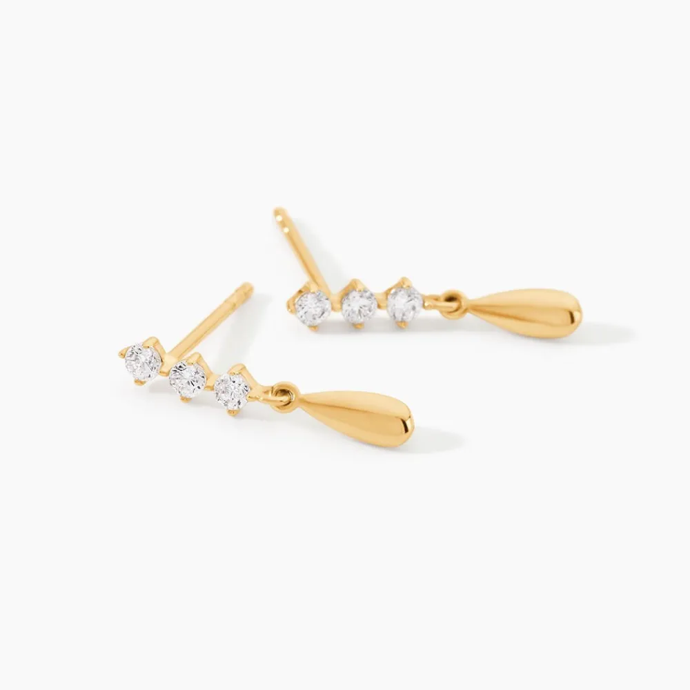 Boucles D'Oreilles Pendantes Johanie Or Jaune Oxyde De Zirconium|Marc Orian Best