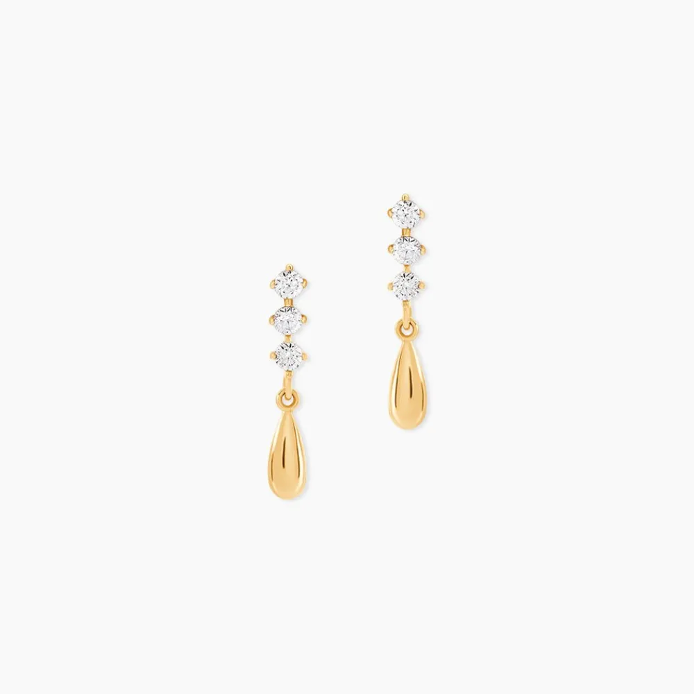 Boucles D'Oreilles Pendantes Johanie Or Jaune Oxyde De Zirconium|Marc Orian Best