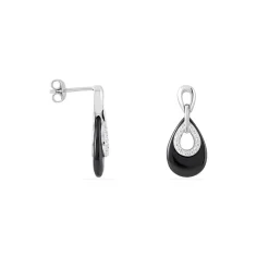 Boucles D'oreilles Pendantes Héléane Argent Blanc Céramique Et Oxyde|Marc Orian Clearance