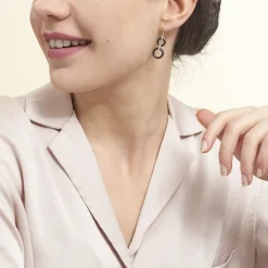 Boucles D'oreilles Pendantes Narcissa Argent Blanc Céramique Et Oxyde|Marc Orian Hot