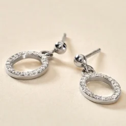 Boucles D'oreilles Pendantes Kimber Argent Blanc Oxyde De Zirconium|Marc Orian Online