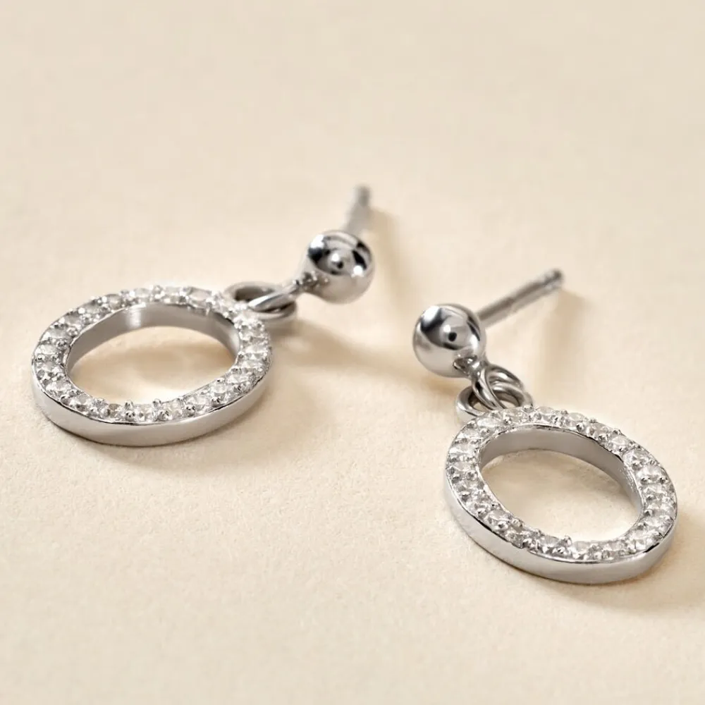 Boucles D'oreilles Pendantes Kimber Argent Blanc Oxyde De Zirconium|Marc Orian Online