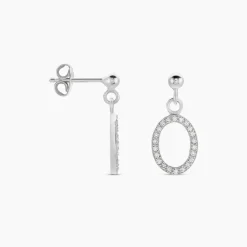 Boucles D'oreilles Pendantes Kimber Argent Blanc Oxyde De Zirconium|Marc Orian Online
