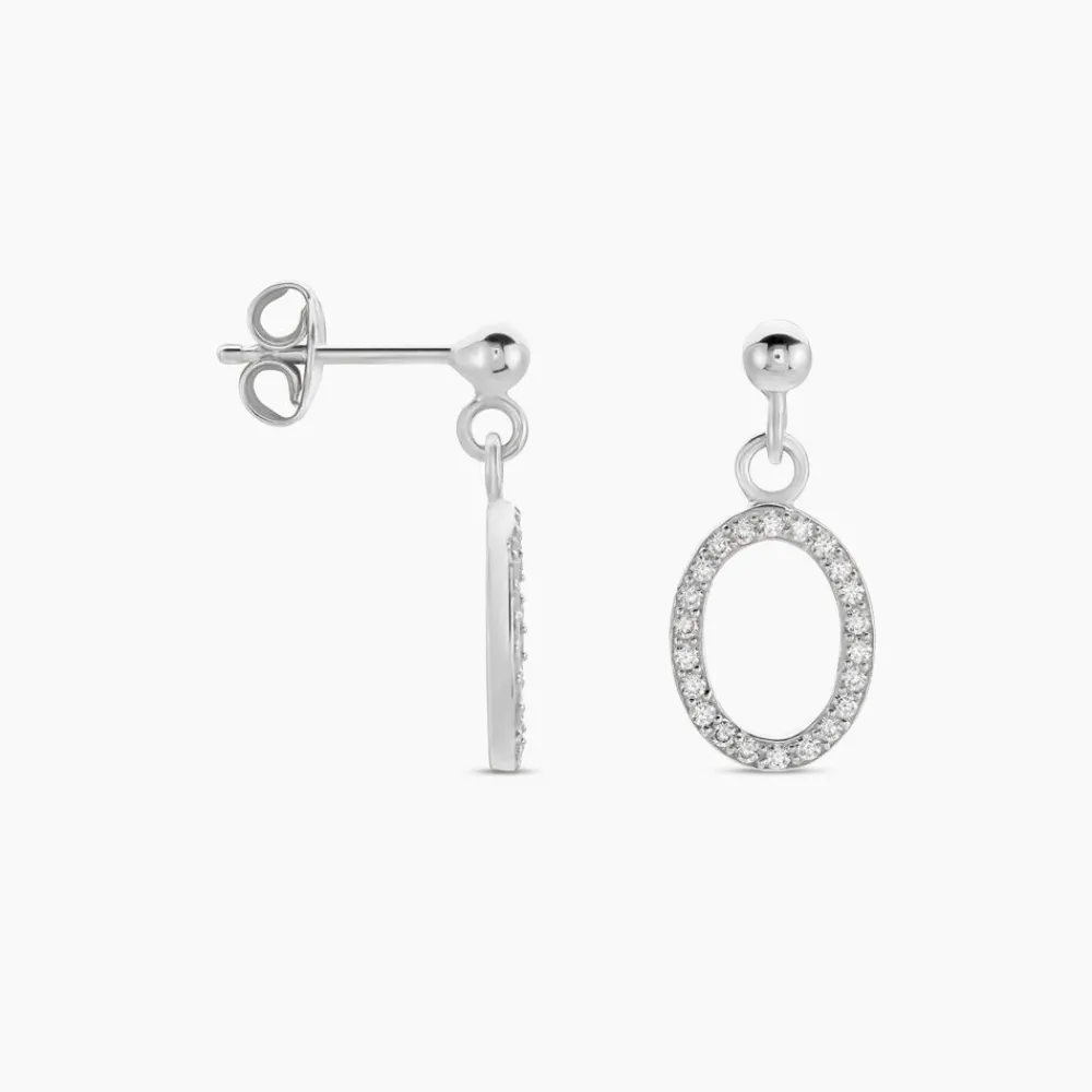Boucles D'oreilles Pendantes Kimber Argent Blanc Oxyde De Zirconium|Marc Orian Online