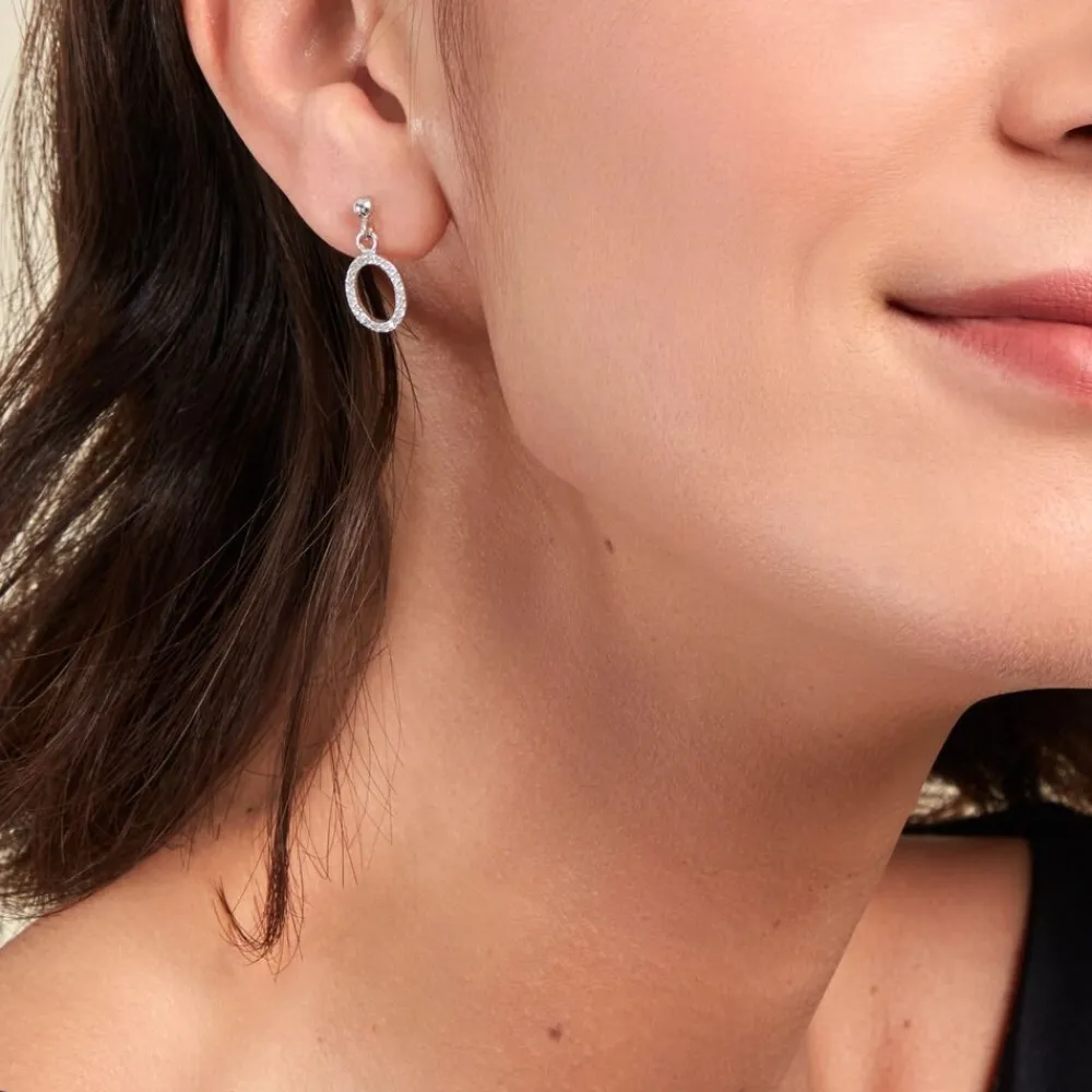 Boucles D'oreilles Pendantes Kimber Argent Blanc Oxyde De Zirconium|Marc Orian Online