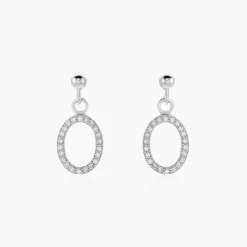Boucles D'oreilles Pendantes Kimber Argent Blanc Oxyde De Zirconium|Marc Orian Online