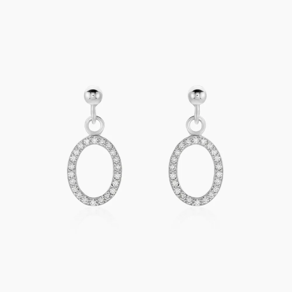 Boucles D'oreilles Pendantes Kimber Argent Blanc Oxyde De Zirconium|Marc Orian Online