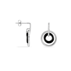 Boucles D'oreilles Pendantes Ina Argent Blanc Céramique Et Oxyde|Marc Orian