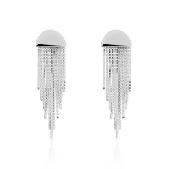 Boucles D'oreilles Pendantes Macie Argent Blanc|Marc Orian