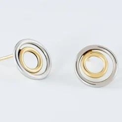 Boucles D'oreilles Pendantes Berangere Double Cercles Or Bicolore|Marc Orian