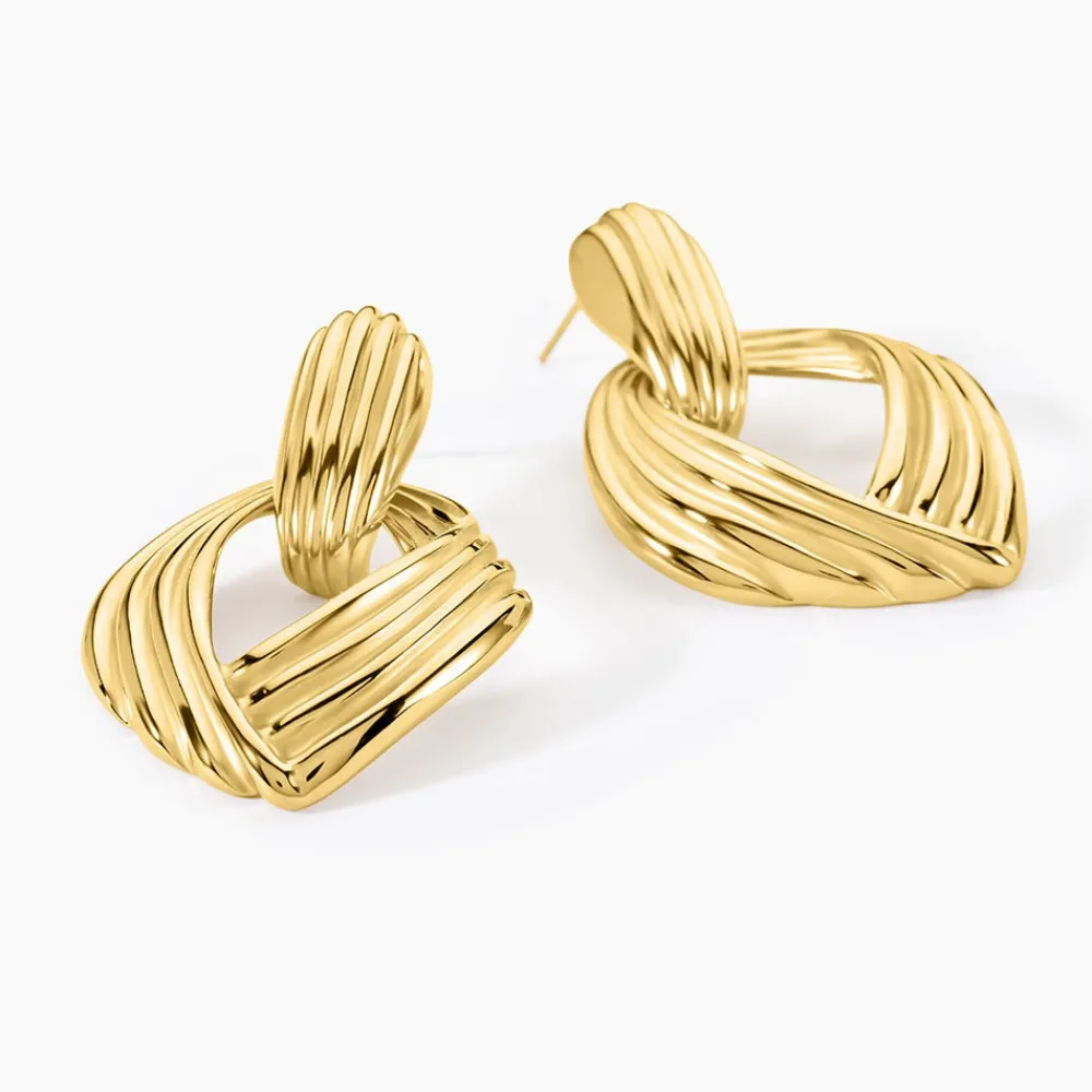 Boucles D'oreilles Pendantes Estefany Acier Inoxydable Doré|Marc Orian Hot
