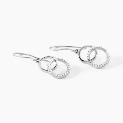 Boucles D'oreilles Pendantes Isabel Argent Blanc Oxyde De Zirconium|Marc Orian Outlet