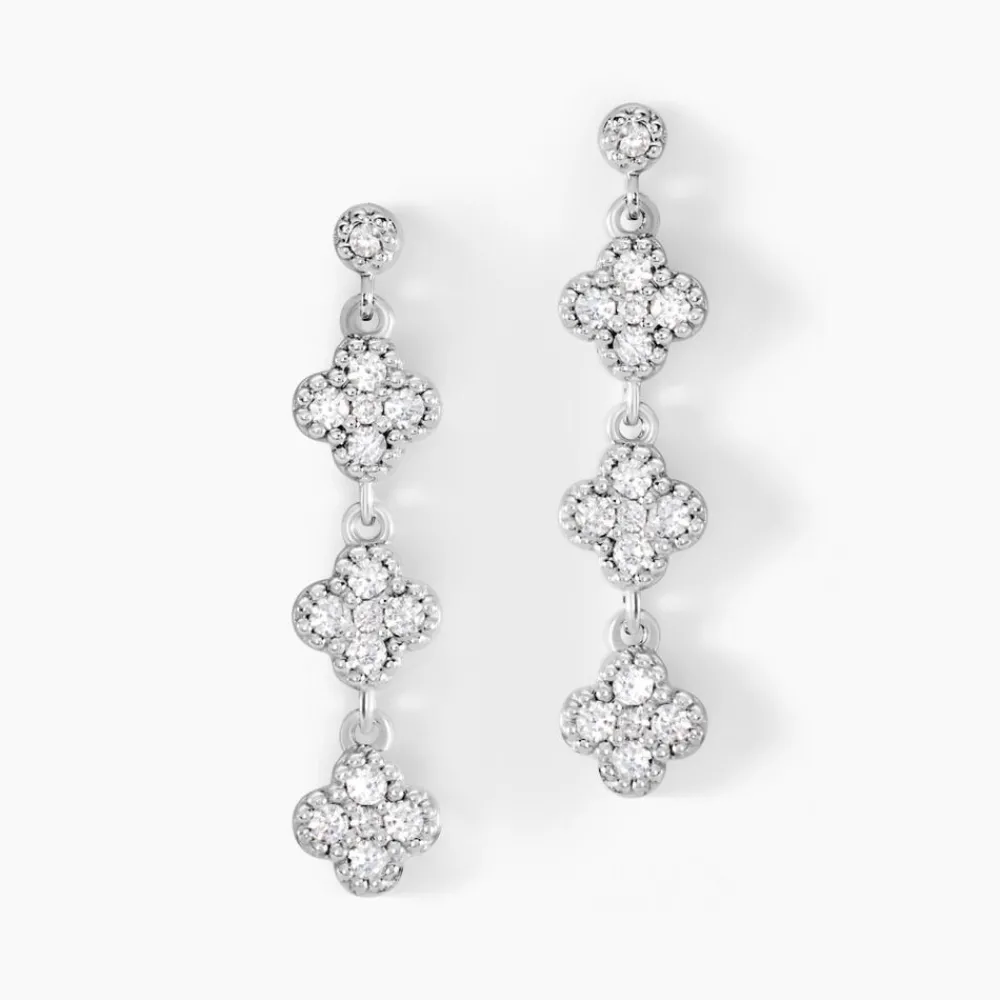Boucles D'oreilles Pendantes Emmie Argent Blanc Oxyde De Zirconium|Marc Orian Best