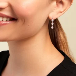 Boucles D'oreilles Pendantes Emmie Argent Blanc Oxyde De Zirconium|Marc Orian Best